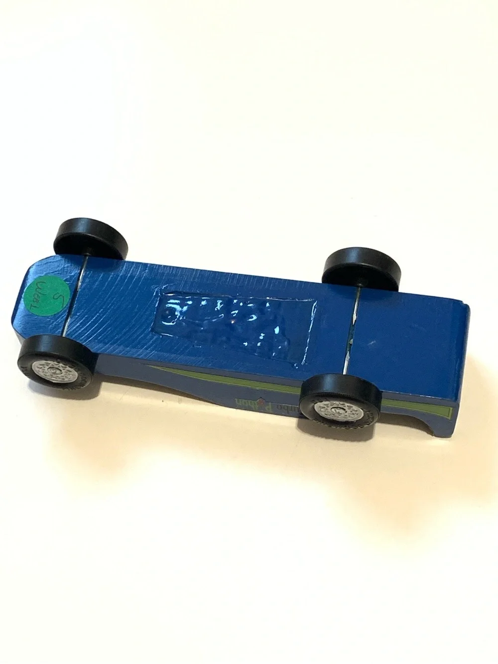 Blue & Green Pinewood Derby Car - Kids Racing Toy
